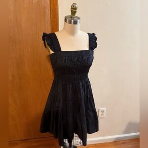Greylin Black Ruffled Mini Dress